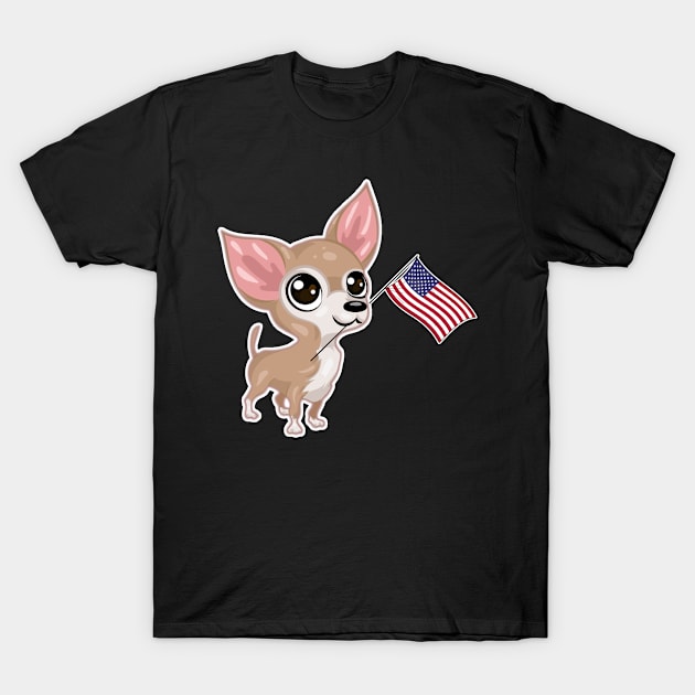 American Flag Chihuahua Dog Love T-Shirt by AdrianBalatee